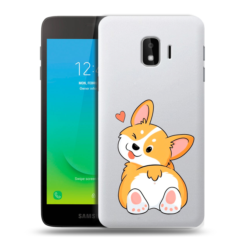 Силиконовый противоударный чехол на Samsung Galaxy J2 Core с принтом Корги Силиконовый противоударный чехол на Samsung Galaxy J2 Core с принтом Корги