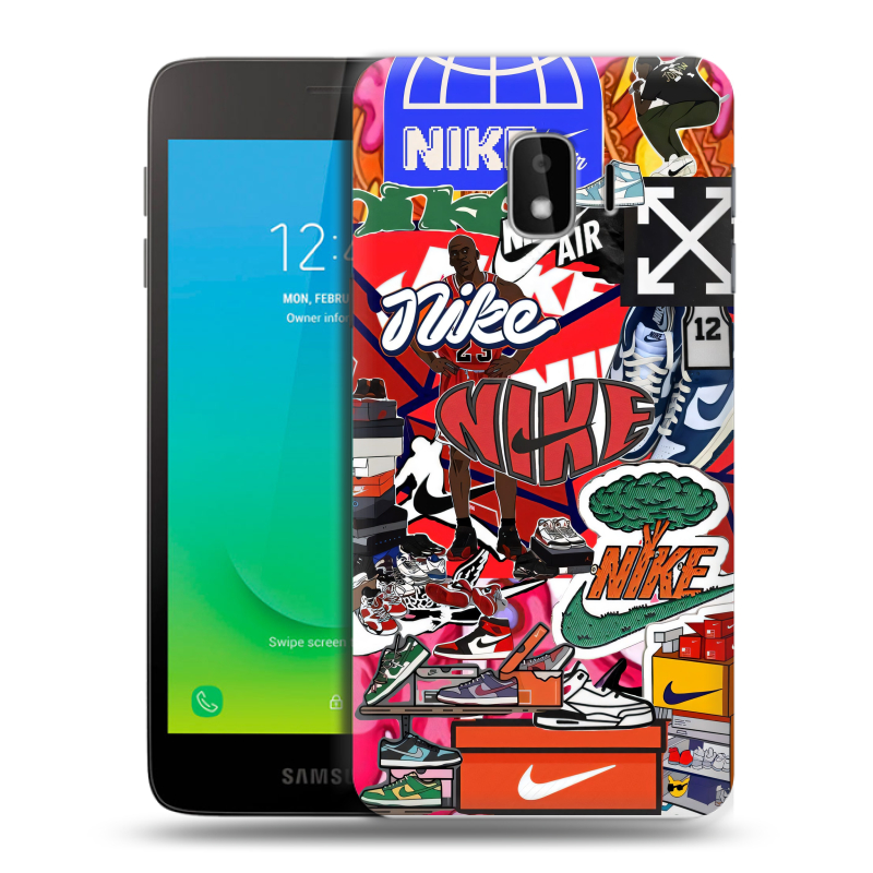 Силиконовый противоударный чехол на Samsung Galaxy J2 Core с принтом Найк Nike яркий Силиконовый противоударный чехол на Samsung Galaxy J2 Core с принтом Найк Nike яркий