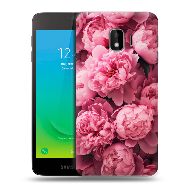 Пластиковый чехол на Samsung Galaxy J2 Core с принтом цветы пионы Пластиковый чехол на Samsung Galaxy J2 Core с принтом цветы пионы