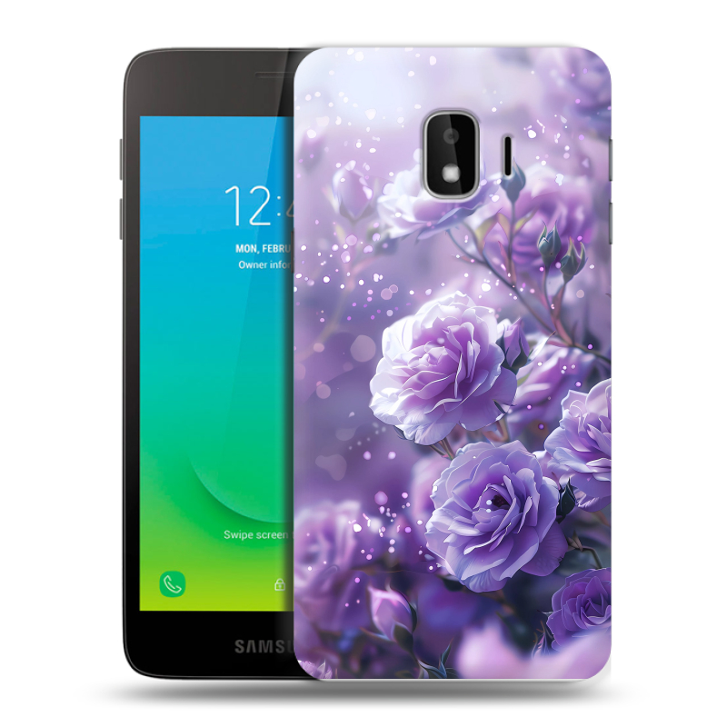 Силиконовый противоударный чехол на Samsung Galaxy J2 Core с принтом Розы цветы Силиконовый противоударный чехол на Samsung Galaxy J2 Core с принтом Розы цветы
