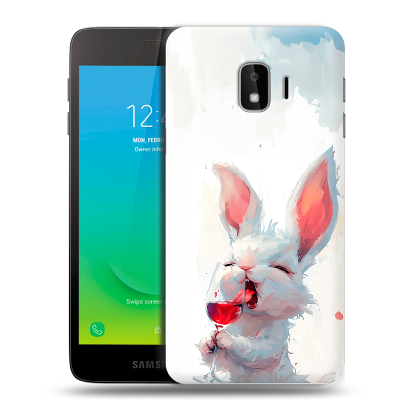 Силиконовый противоударный чехол на Samsung Galaxy J2 Core с принтом кролик зайчик Силиконовый противоударный чехол на Samsung Galaxy J2 Core с принтом кролик зайчик