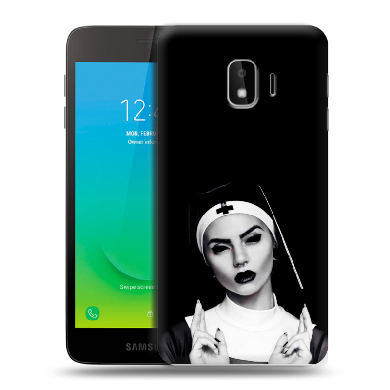 Силиконовый противоударный чехол на Samsung Galaxy J2 Core с принтом монашка Силиконовый противоударный чехол на Samsung Galaxy J2 Core с принтом монашка