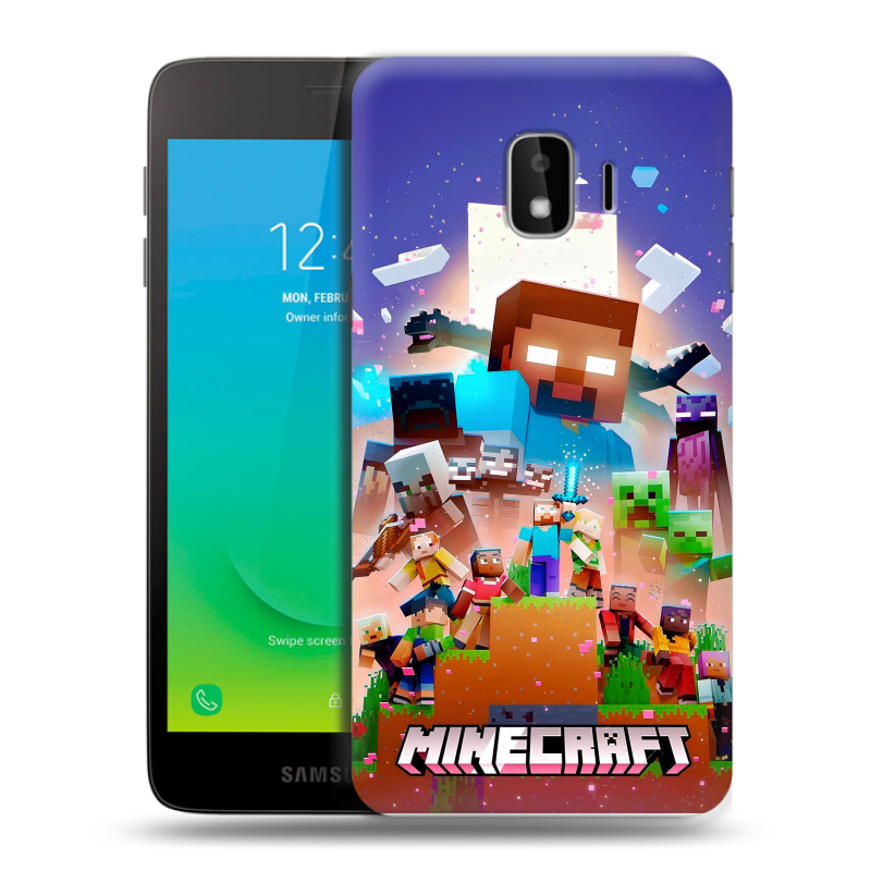 Силиконовый противоударный чехол на Samsung Galaxy J2 Core с принтом Майнкрафт Minecraft Силиконовый противоударный чехол на Samsung Galaxy J2 Core с принтом Майнкрафт Minecraft