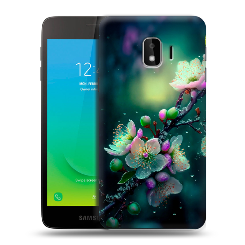Пластиковый чехол на Samsung Galaxy J2 Core с принтом Цветы и мрамор Пластиковый чехол на Samsung Galaxy J2 Core с принтом Цветы и мрамор
