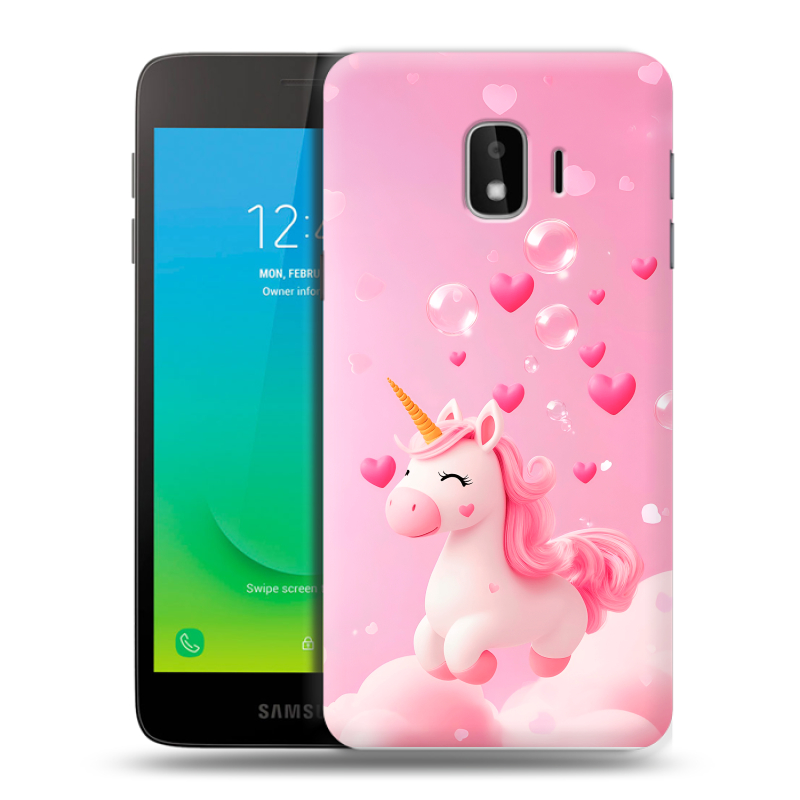 Пластиковый чехол на Samsung Galaxy J2 Core с принтом Единорог Пластиковый чехол на Samsung Galaxy J2 Core с принтом Единорог