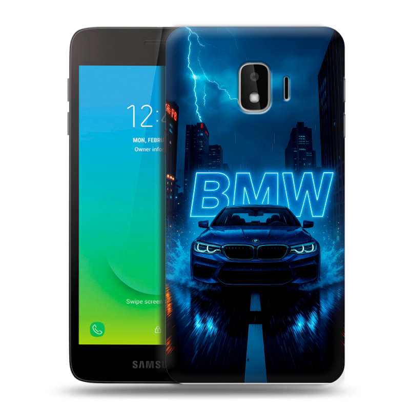 Силиконовый противоударный чехол на Samsung Galaxy J2 Core с принтом BMW БМВ Силиконовый противоударный чехол на Samsung Galaxy J2 Core с принтом BMW БМВ