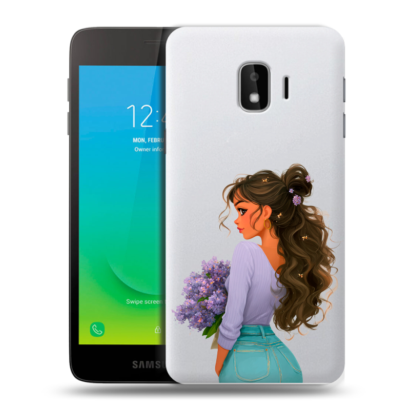 Пластиковый чехол на Samsung Galaxy J2 Core с принтом девушка цветы Пластиковый чехол на Samsung Galaxy J2 Core с принтом девушка цветы