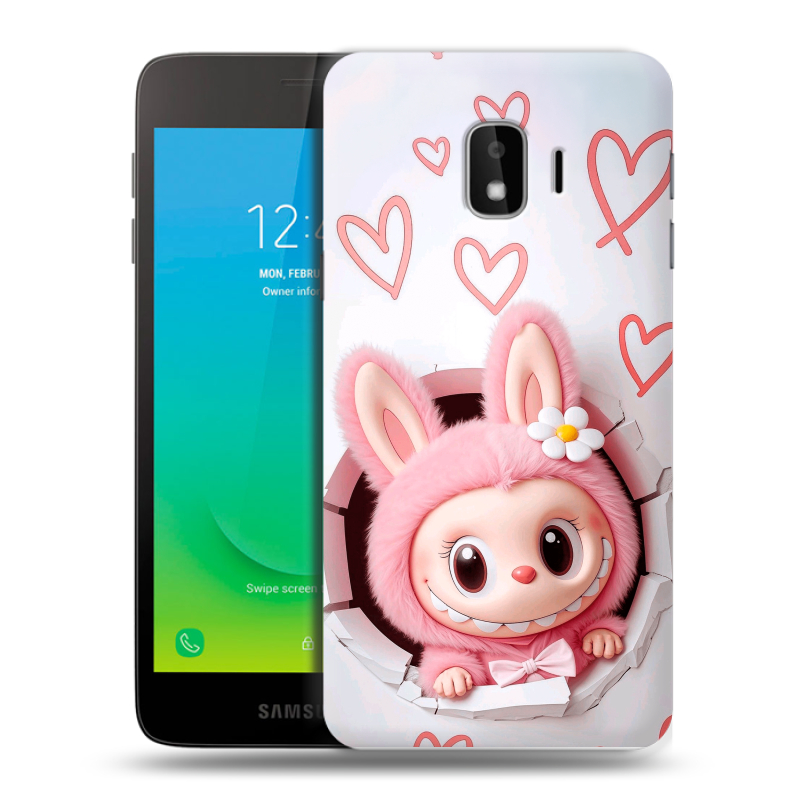 Пластиковый чехол на Samsung Galaxy J2 Core с принтом Labubu Лабубу Пластиковый чехол на Samsung Galaxy J2 Core с принтом Labubu Лабубу