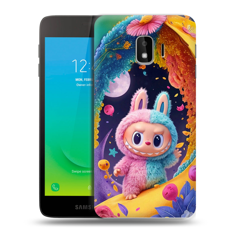 Силиконовый противоударный чехол на Samsung Galaxy J2 Core с принтом Labubu Лабубу Силиконовый противоударный чехол на Samsung Galaxy J2 Core с принтом Labubu Лабубу