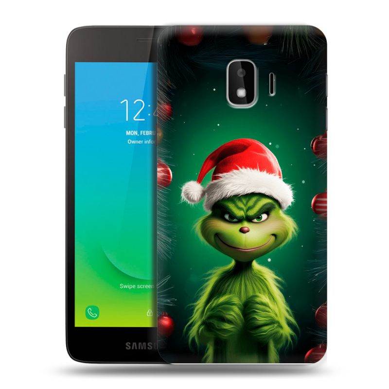 Силиконовый противоударный чехол на Samsung Galaxy J2 Core с принтом Гринч Новый год Рождество Силиконовый противоударный чехол на Samsung Galaxy J2 Core с принтом Гринч Новый год Рождество