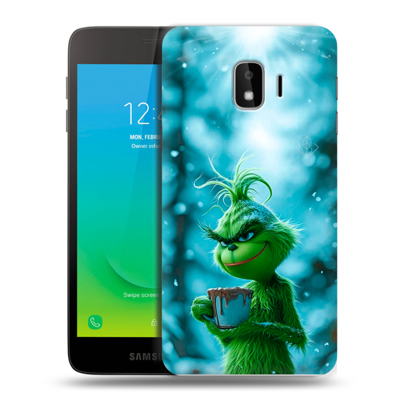 Силиконовый противоударный чехол на Samsung Galaxy J2 Core с принтом Новый год гринч Силиконовый противоударный чехол на Samsung Galaxy J2 Core с принтом Новый год гринч