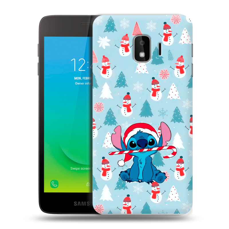 Пластиковый чехол на Samsung Galaxy J2 Core с принтом Стич Новый год Пластиковый чехол на Samsung Galaxy J2 Core с принтом Стич Новый год