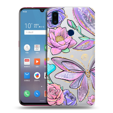 Пластиковый чехол на Meizu Note 9 с принтом Бабочки и цветы Пластиковый чехол на Meizu Note 9 с принтом Бабочки и цветы