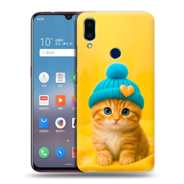 Пластиковый чехол на Meizu Note 9 с принтом Котенок в шапке Пластиковый чехол на Meizu Note 9 с принтом Котенок в шапке