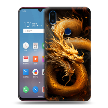 Пластиковый чехол на Meizu Note 9 с принтом Золотой дракон Пластиковый чехол на Meizu Note 9 с принтом Золотой дракон