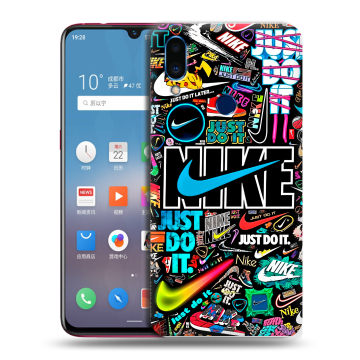 Пластиковый чехол на Meizu Note 9 с принтом найк nike черный