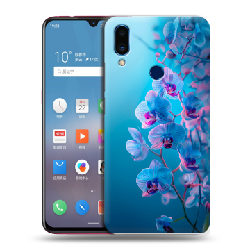 Пластиковый чехол на Meizu Note 9 с принтом голубые орхидеи