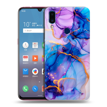 Пластиковый чехол на Meizu Note 9 с принтом синий мрамор