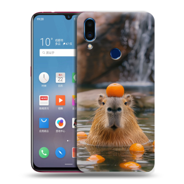 Пластиковый чехол на Meizu Note 9 с принтом Капибара с апельсином Пластиковый чехол на Meizu Note 9 с принтом Капибара с апельсином