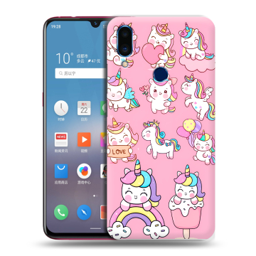 Пластиковый чехол на Meizu Note 9 с принтом Единороги и радуга Пластиковый чехол на Meizu Note 9 с принтом Единороги и радуга