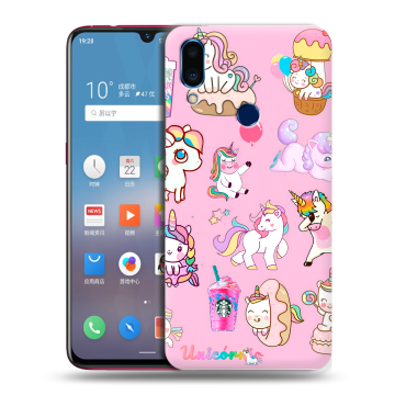 Пластиковый чехол на Meizu Note 9 с принтом розовые единороги Пластиковый чехол на Meizu Note 9 с принтом розовые единороги