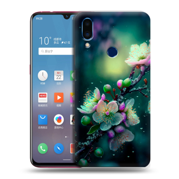 Пластиковый чехол на Meizu Note 9 с принтом Цветы и мрамор