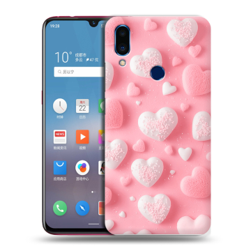 Пластиковый чехол на Meizu Note 9 с принтом Сердечки