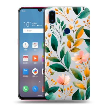 Пластиковый чехол на Meizu Note 9 с принтом Цветы паттерн