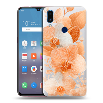 Пластиковый чехол на Meizu Note 9 с принтом Бежевые цветы