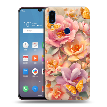 Пластиковый чехол на Meizu Note 9 с принтом Цветы и бабочки