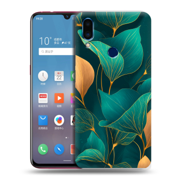 Пластиковый чехол на Meizu Note 9 с принтом Листья и золото