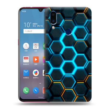 Пластиковый чехол на Meizu Note 9 с принтом Неоновые соты