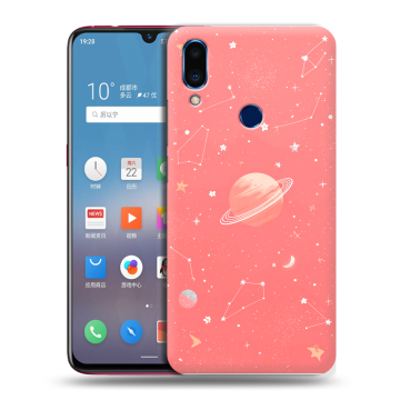 Пластиковый чехол на Meizu Note 9 с принтом Розовый космос