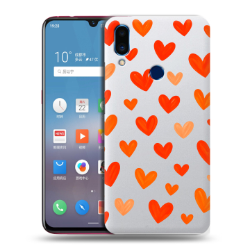 Пластиковый чехол на Meizu Note 9 с принтом Сердечки
