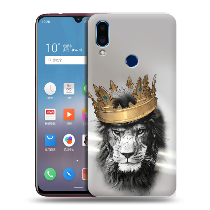 Пластиковый чехол на Meizu Note 9 с принтом Лев с короной Пластиковый чехол на Meizu Note 9 с принтом Лев с короной