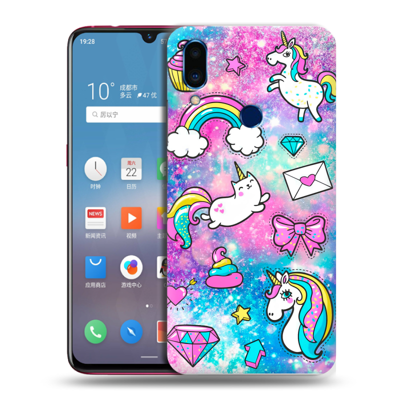 Пластиковый чехол на Meizu Note 9 с принтом Единороги Пластиковый чехол на Meizu Note 9 с принтом Единороги