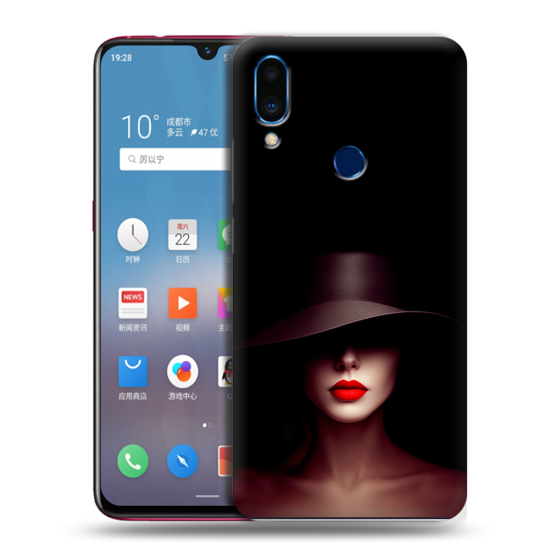 Пластиковый чехол на Meizu Note 9 с принтом Девушка в шляпе Пластиковый чехол на Meizu Note 9 с принтом Девушка в шляпе
