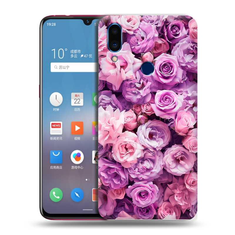 Пластиковый чехол на Meizu Note 9 с принтом лавандовые розы Пластиковый чехол на Meizu Note 9 с принтом лавандовые розы