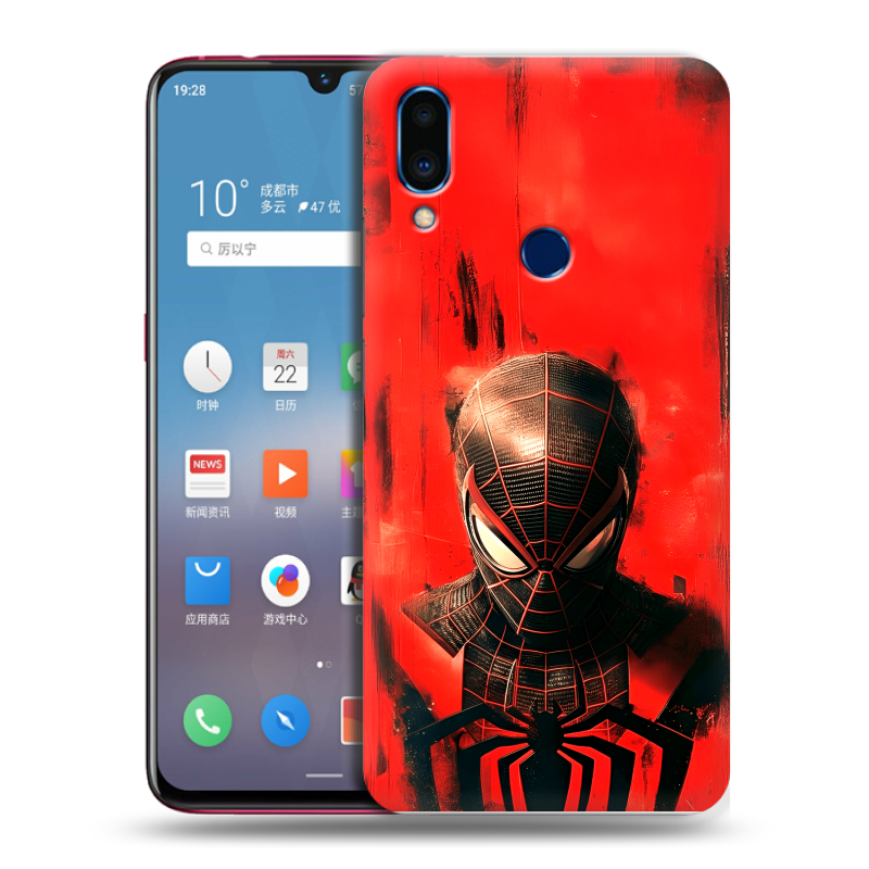 Пластиковый чехол на Meizu Note 9 с принтом человек паук spiderman Пластиковый чехол на Meizu Note 9 с принтом человек паук spiderman