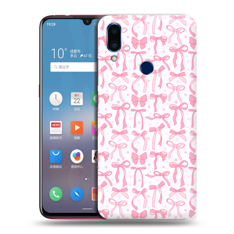 Пластиковый чехол на Meizu Note 9 с принтом Розовые бантики Пластиковый чехол на Meizu Note 9 с принтом Розовые бантики