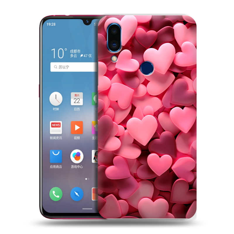 Пластиковый чехол на Meizu Note 9 с принтом розовые сердечки Пластиковый чехол на Meizu Note 9 с принтом розовые сердечки