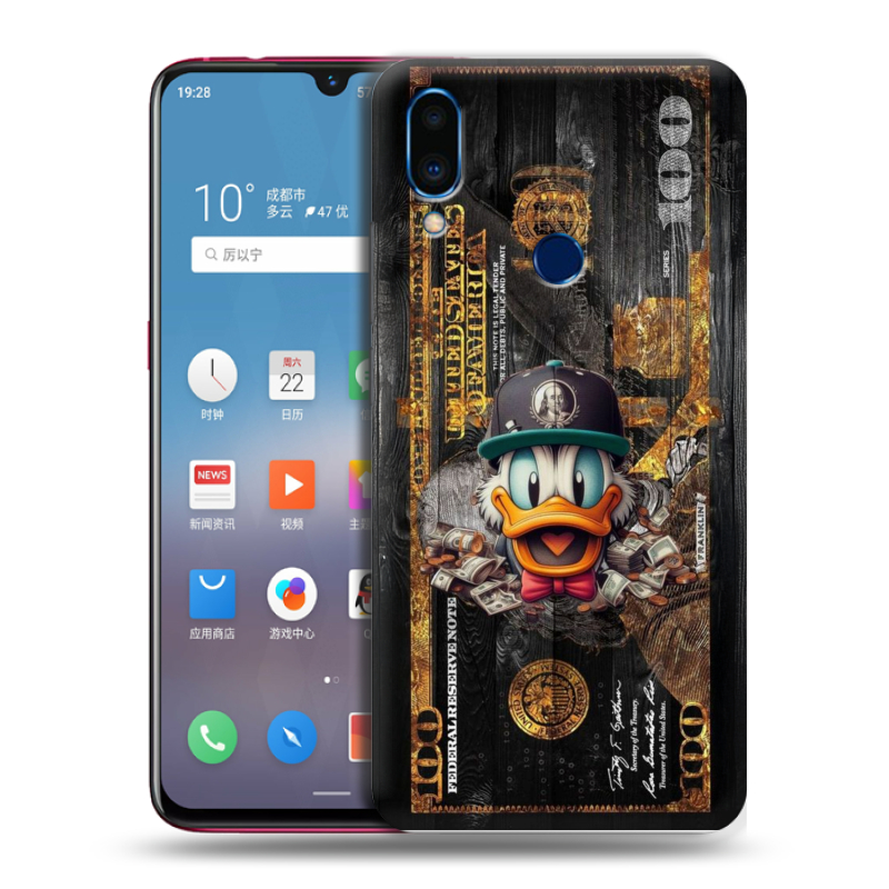 Пластиковый чехол на Meizu Note 9 с принтом Дональд Дак Доллар Пластиковый чехол на Meizu Note 9 с принтом Дональд Дак Доллар