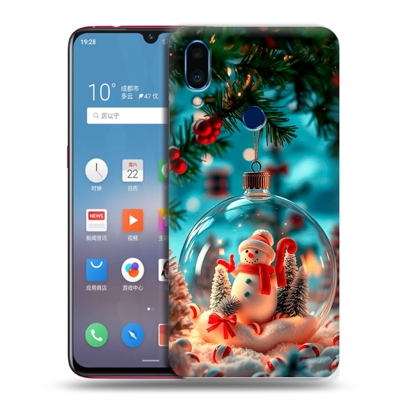 Пластиковый чехол на Meizu Note 9 с принтом Новый год Пластиковый чехол на Meizu Note 9 с принтом Новый год
