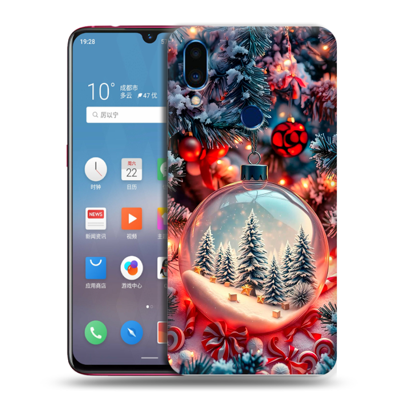 Пластиковый чехол на Meizu Note 9 с принтом Новый год Пластиковый чехол на Meizu Note 9 с принтом Новый год