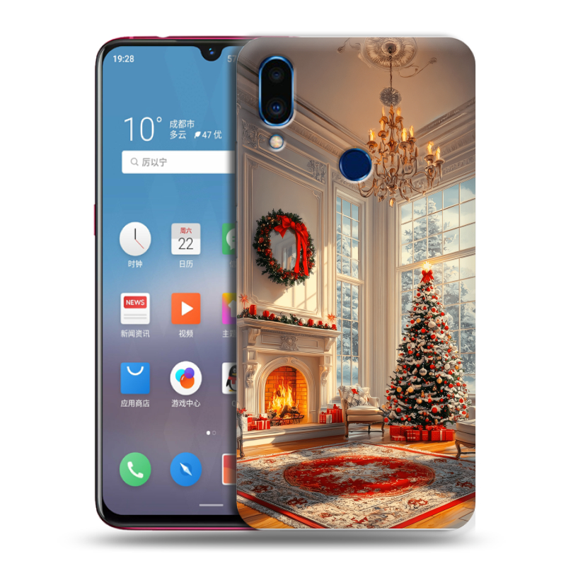 Пластиковый чехол на Meizu Note 9 с принтом Новый год Пластиковый чехол на Meizu Note 9 с принтом Новый год