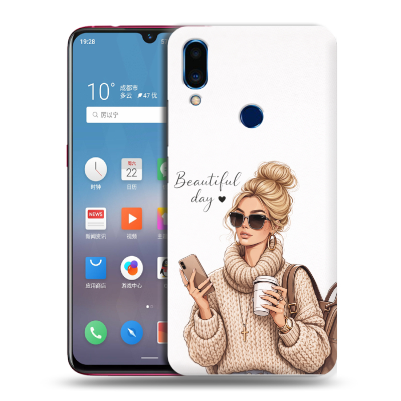 Пластиковый чехол на Meizu Note 9 с принтом женский Пластиковый чехол на Meizu Note 9 с принтом женский