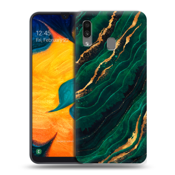 Силиконовый чехол на Samsung Galaxy A30 с принтом Мрамор зеленое золото Силиконовый чехол на Samsung Galaxy A30 с принтом Мрамор зеленое золото