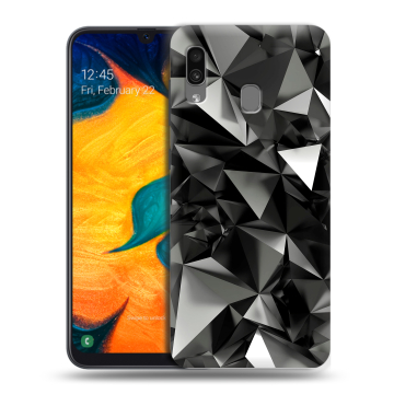Силиконовый чехол на Samsung Galaxy A30 с принтом Черные кристаллы Силиконовый чехол на Samsung Galaxy A30 с принтом Черные кристаллы