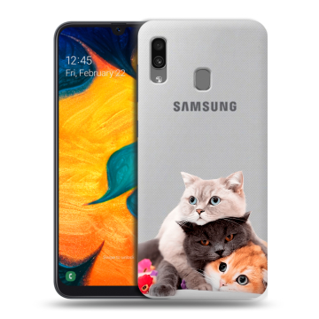 Силиконовый чехол на Samsung Galaxy A30 с принтом Кошки Силиконовый чехол на Samsung Galaxy A30 с принтом Кошки
