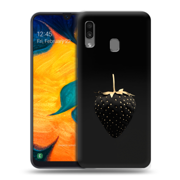 Силиконовый чехол на Samsung Galaxy A30 с принтом Черная клубника Силиконовый чехол на Samsung Galaxy A30 с принтом Черная клубника